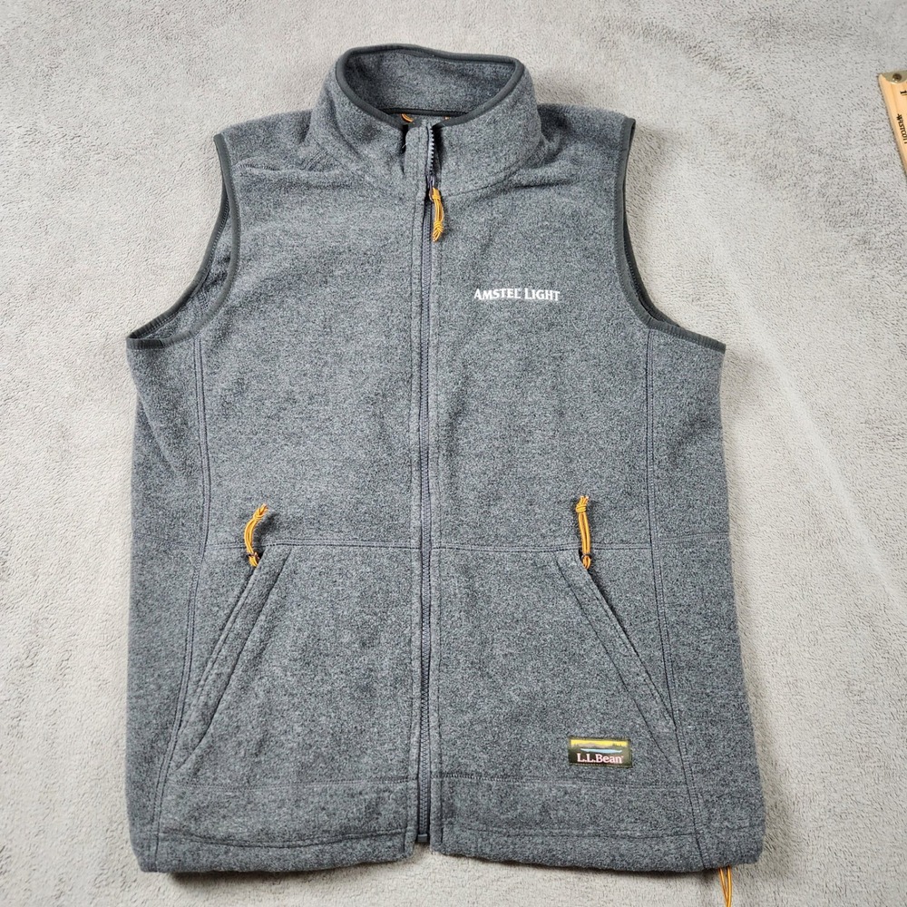 Womens LL Bean Amstel Light Fleece Vest Size Large Gray Embroidered505383